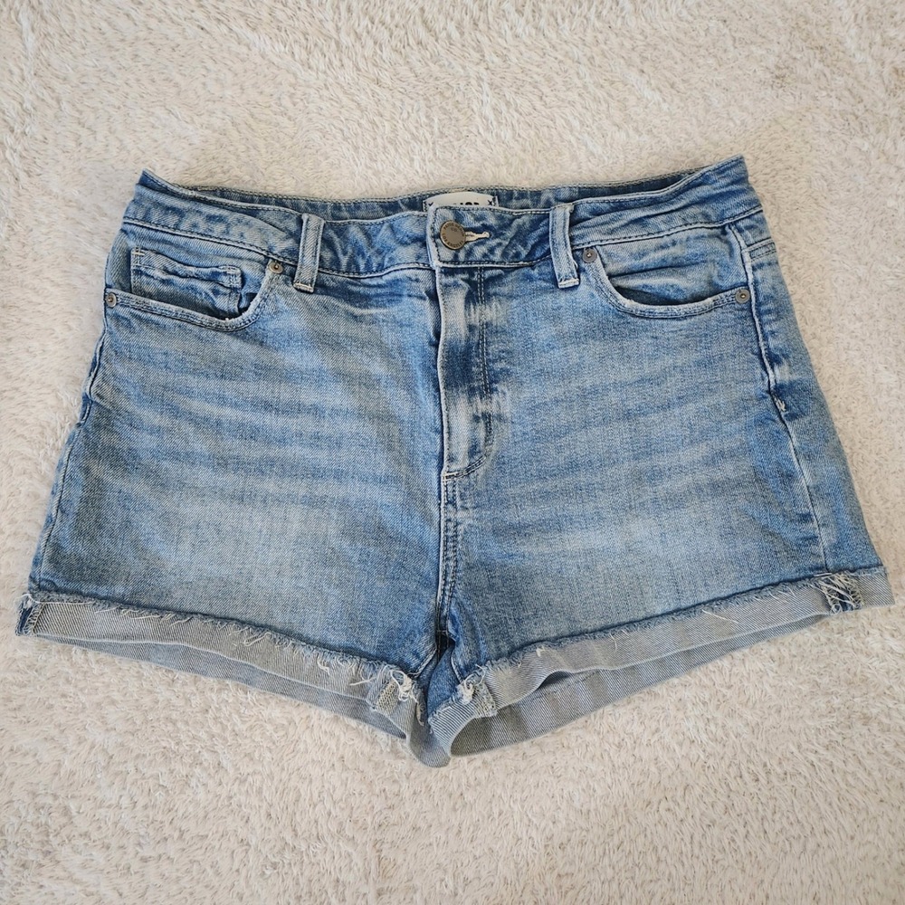 Paige Jimmy Jimmy Short Light Wash Raw Hem Denim Shorts Size 30